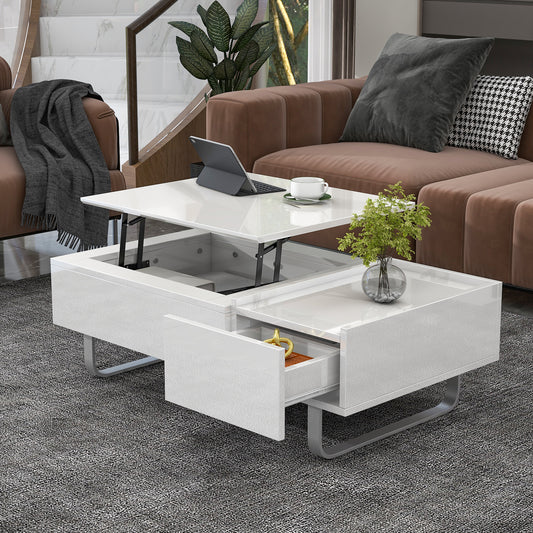 ON-TREND Multi-Functional Coffee Table with Lifted Top, White