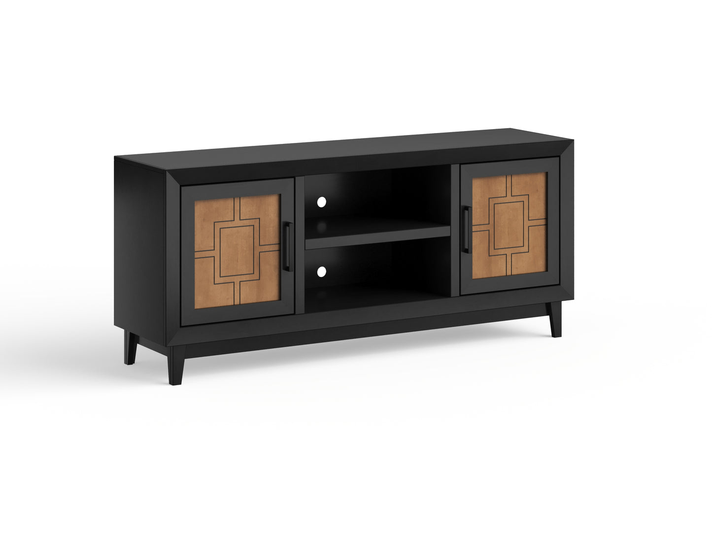 Ventura 65" TV Stand, Black & Bourbon Finish