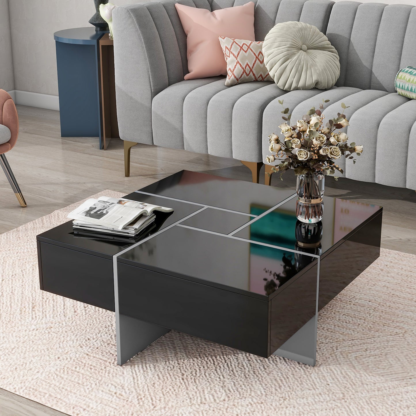 ON-TREND Coffee Table with Hidden Storage & Sliding Top