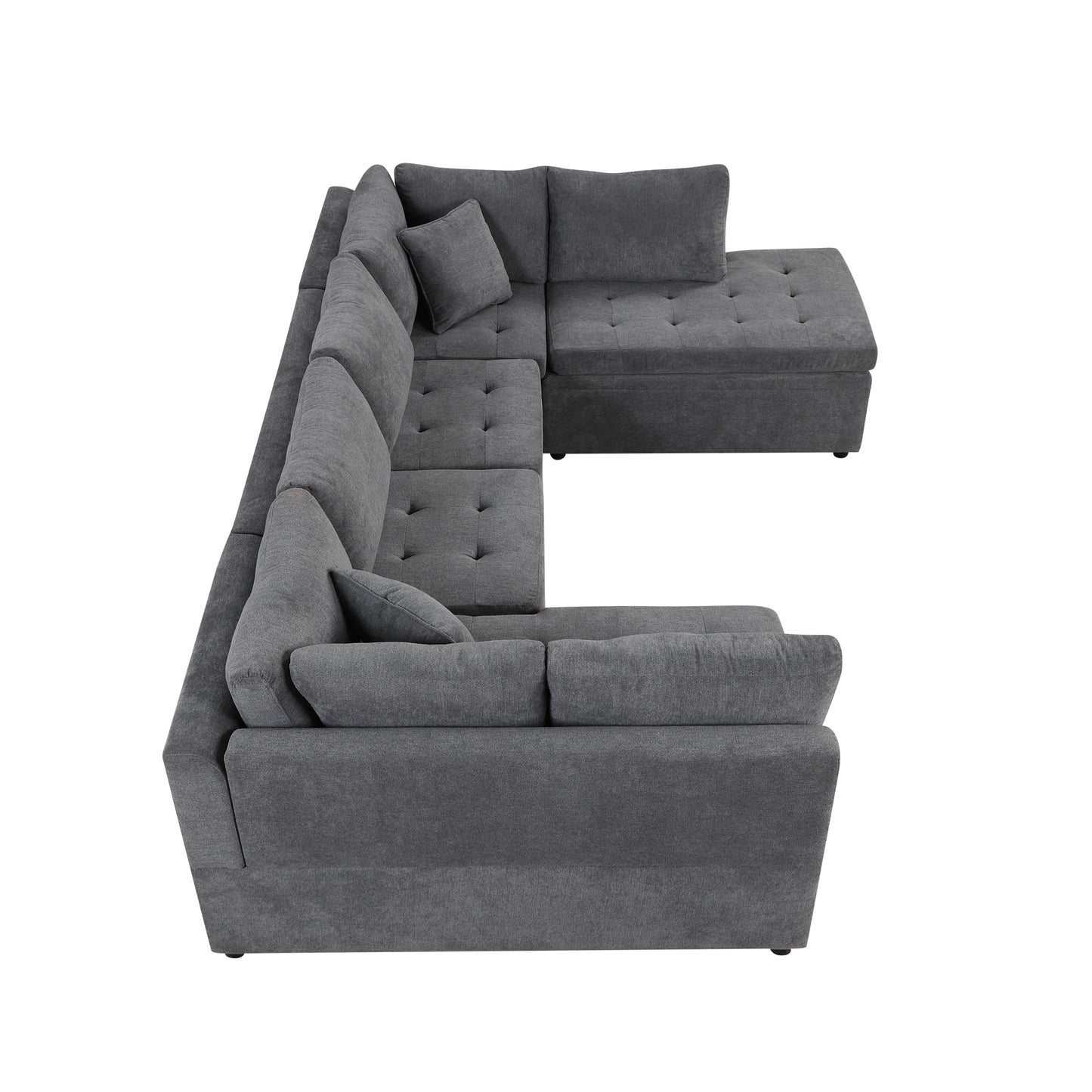 117.3 U-Shaped Sofa Bed with Pillows, Gray