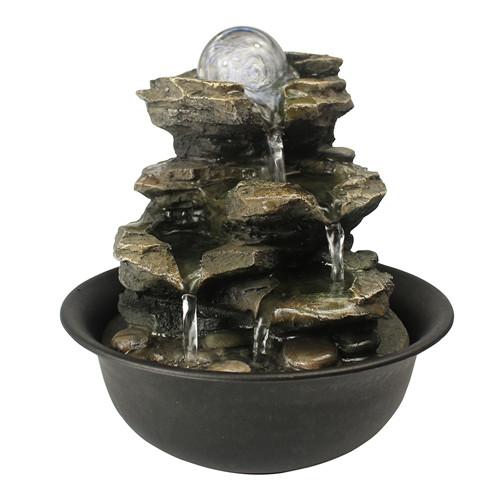 8.3" Rock Cascading Tabletop Fountain with LED Light