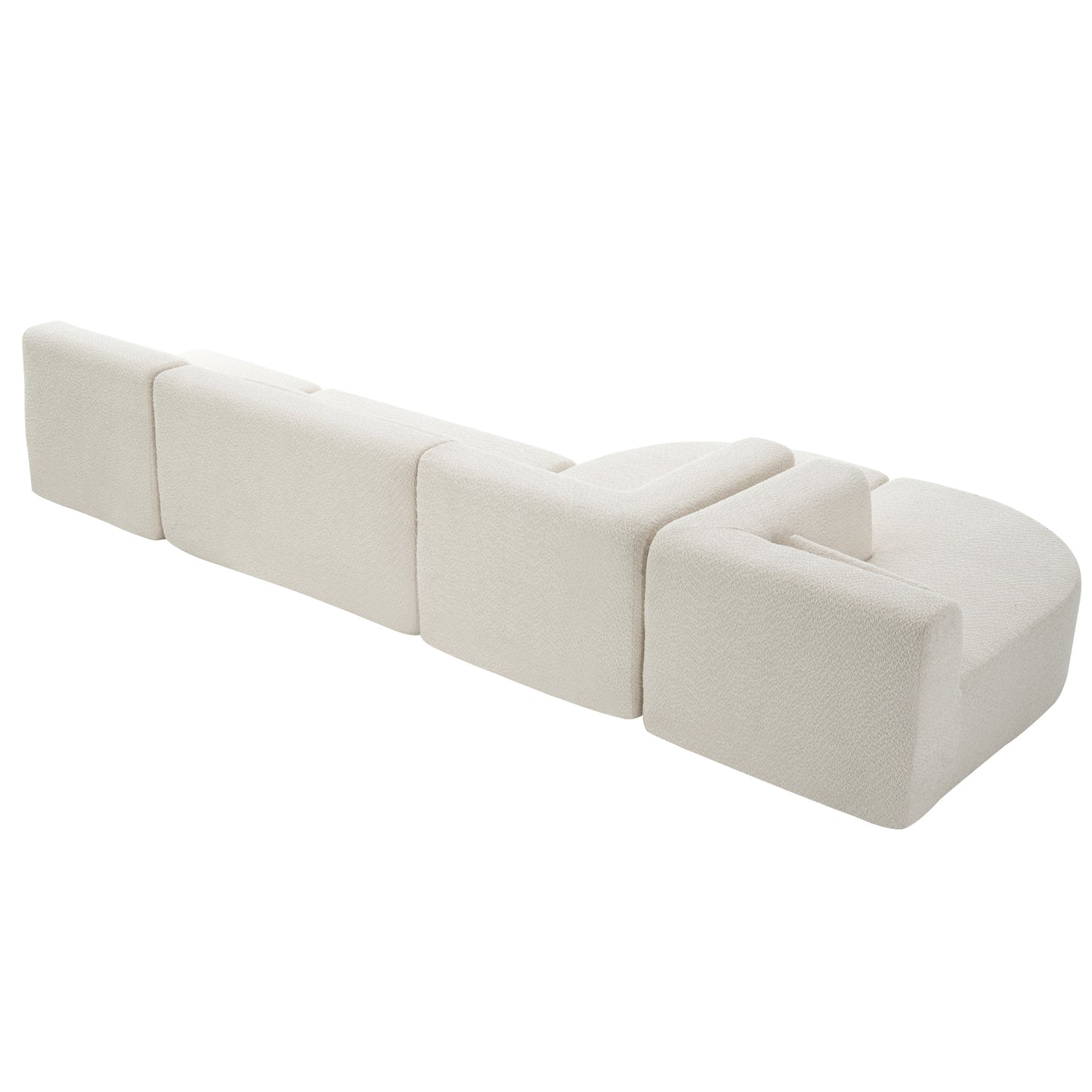 143.7 Upholstered Sofa with Chaise and Back Pillows, Beige