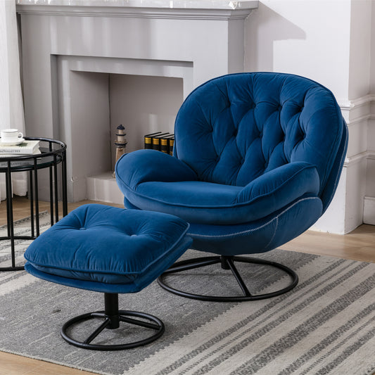 Accent chair with Ottoman - Blue