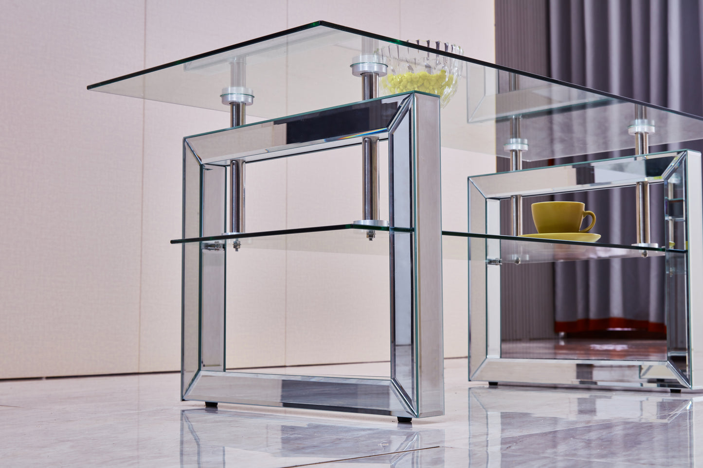 39.4" Transparent Glass Coffee Table