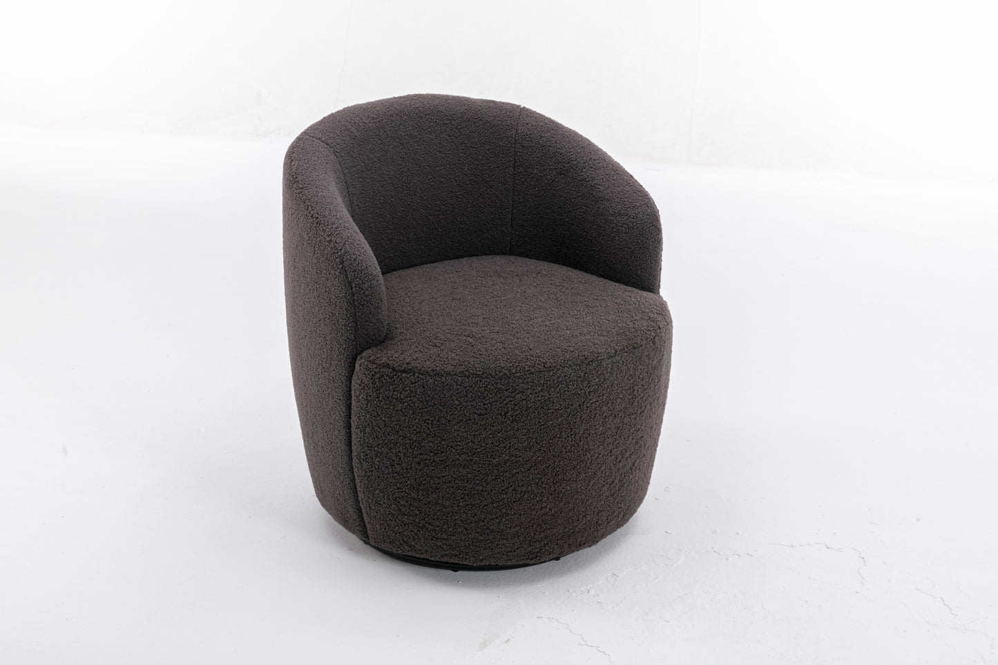 Accent Swivel Armchair with a black metal ring - Dark Grey