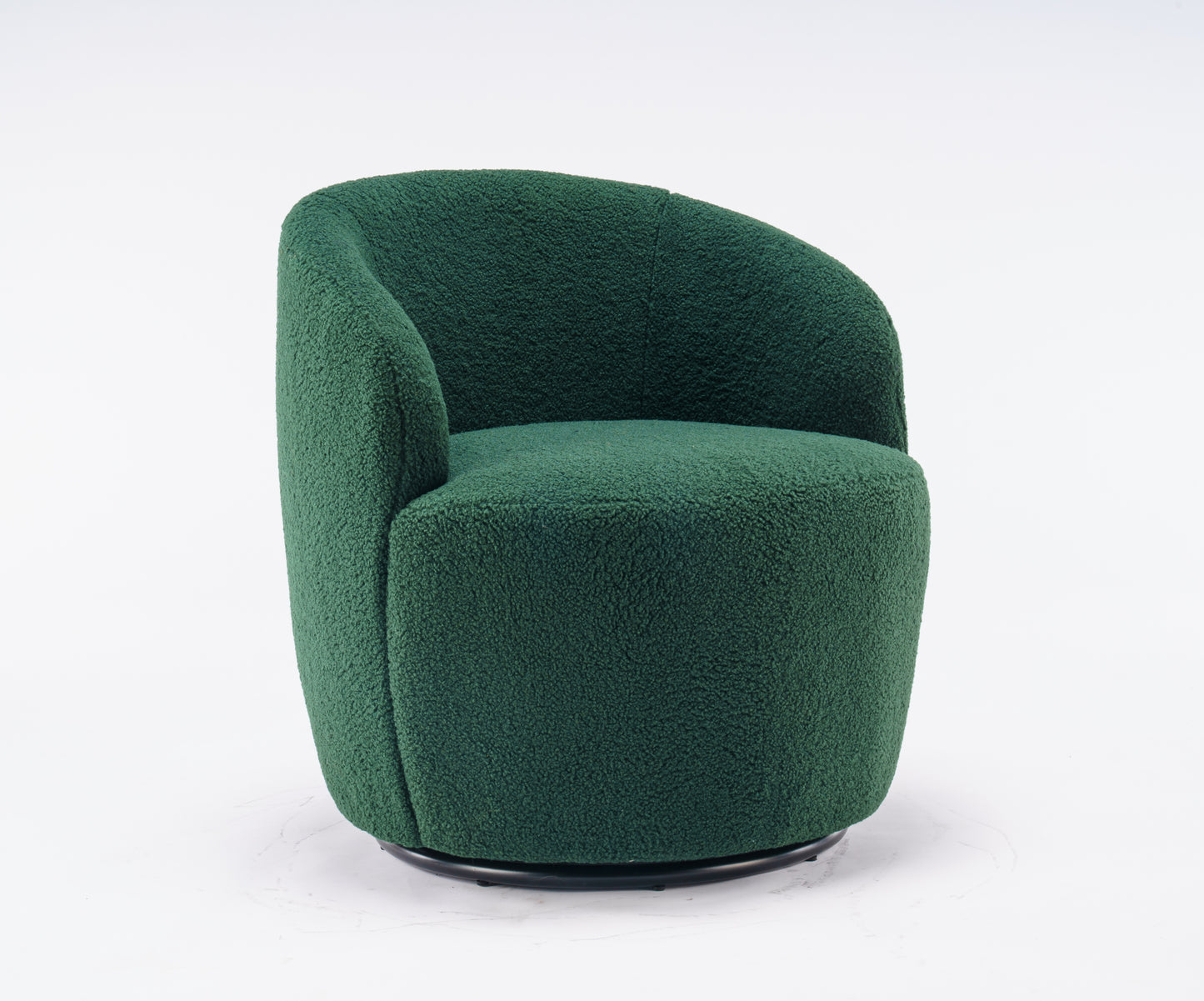 Accent Swivel Armchair with a black metal ring - Dark Green