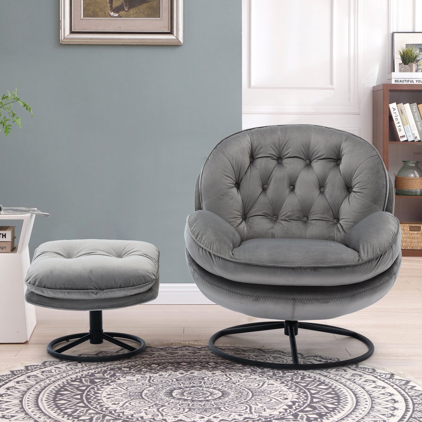 Accent chair with Ottoman - Grey