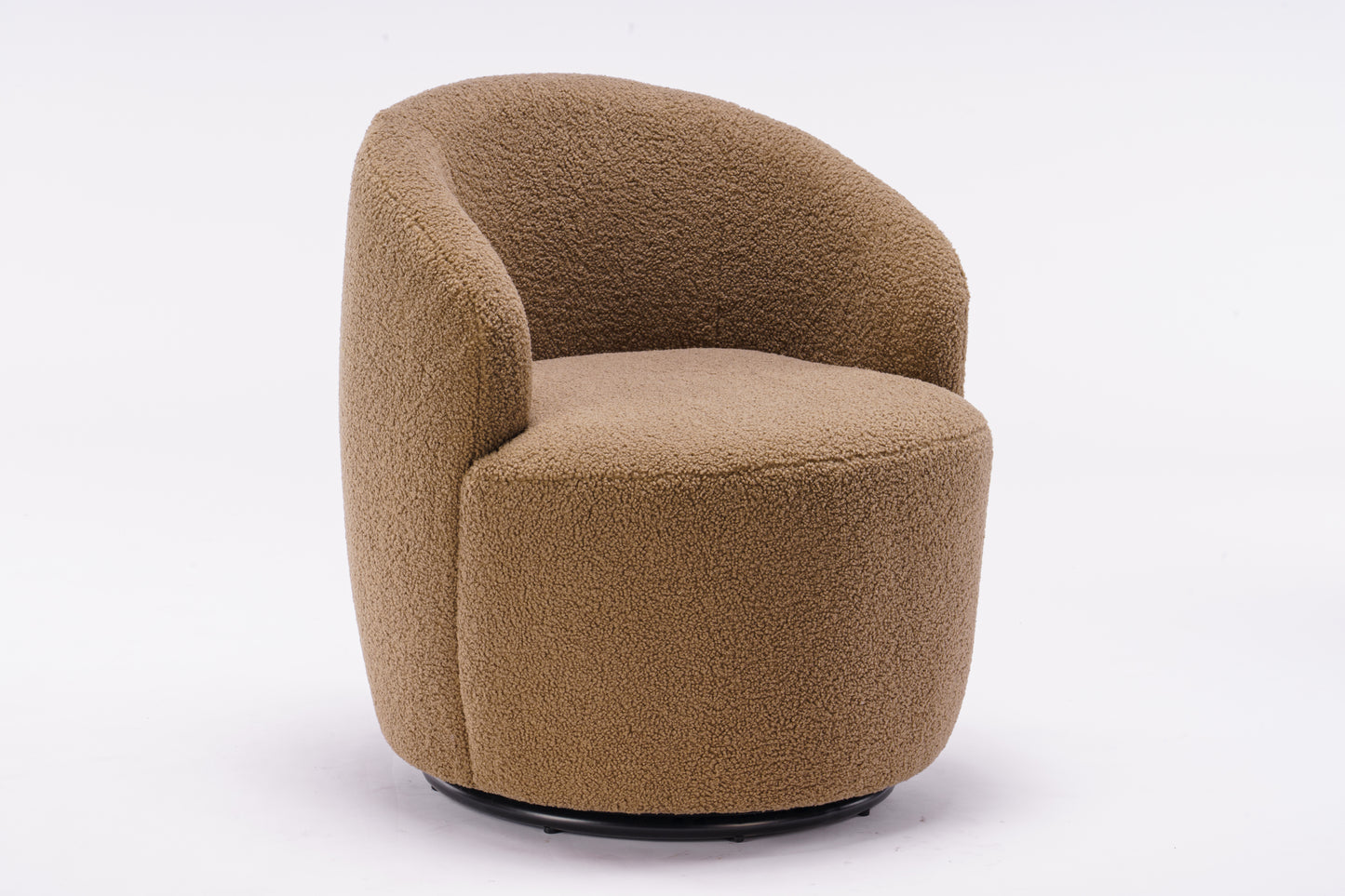 Accent Swivel Armchair with a black metal ring - Coffee Brown