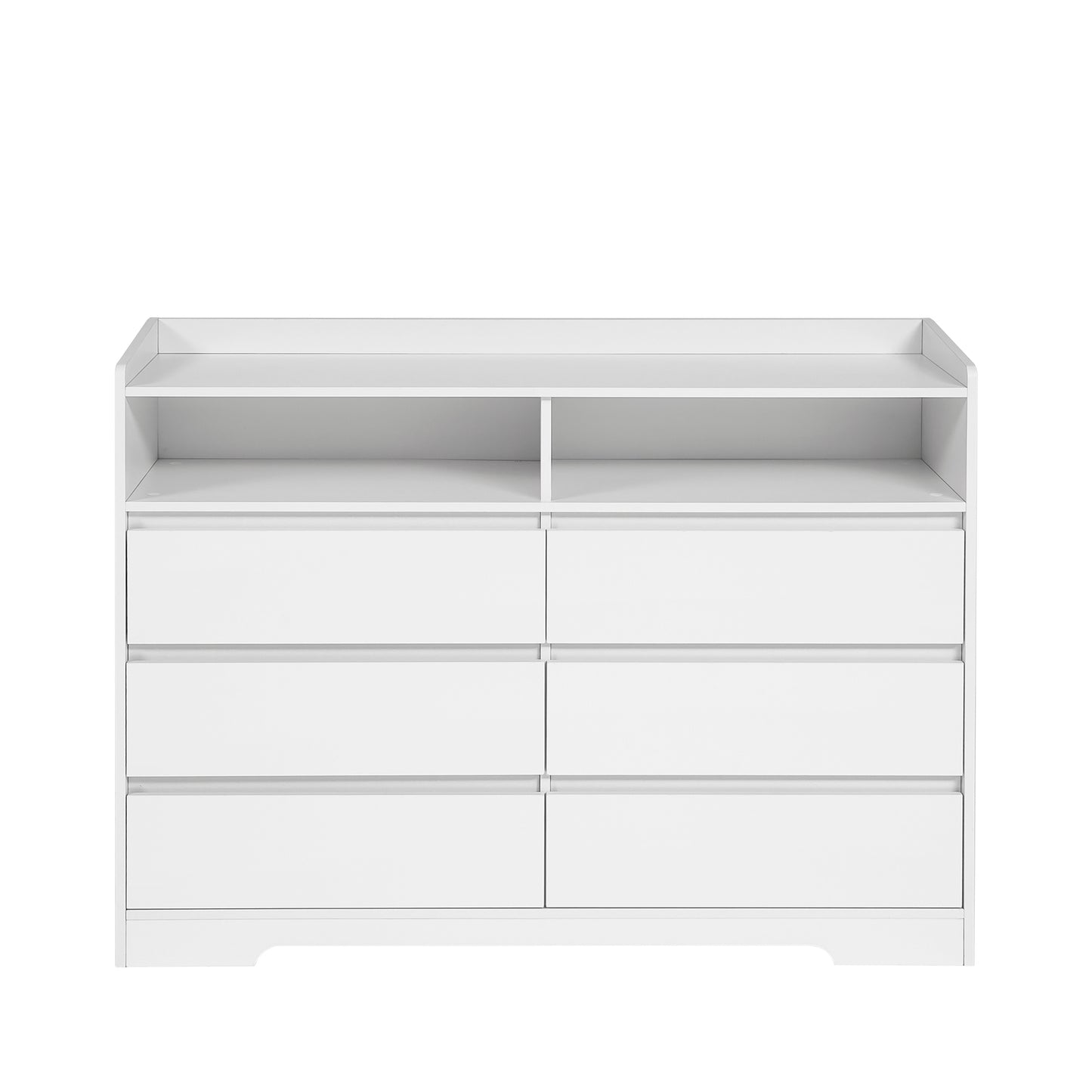 6-drawer white dresser with LED lights, modern design for bedroom or living space