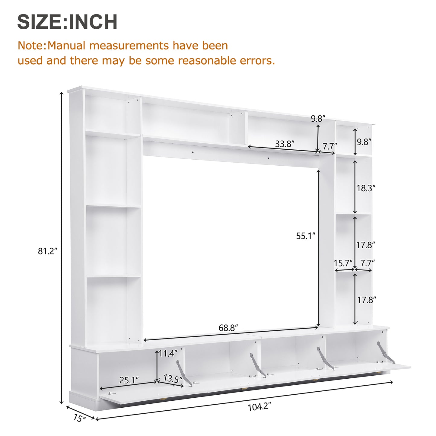 ON-TREND Large Wall Unit Entertainment Center, White