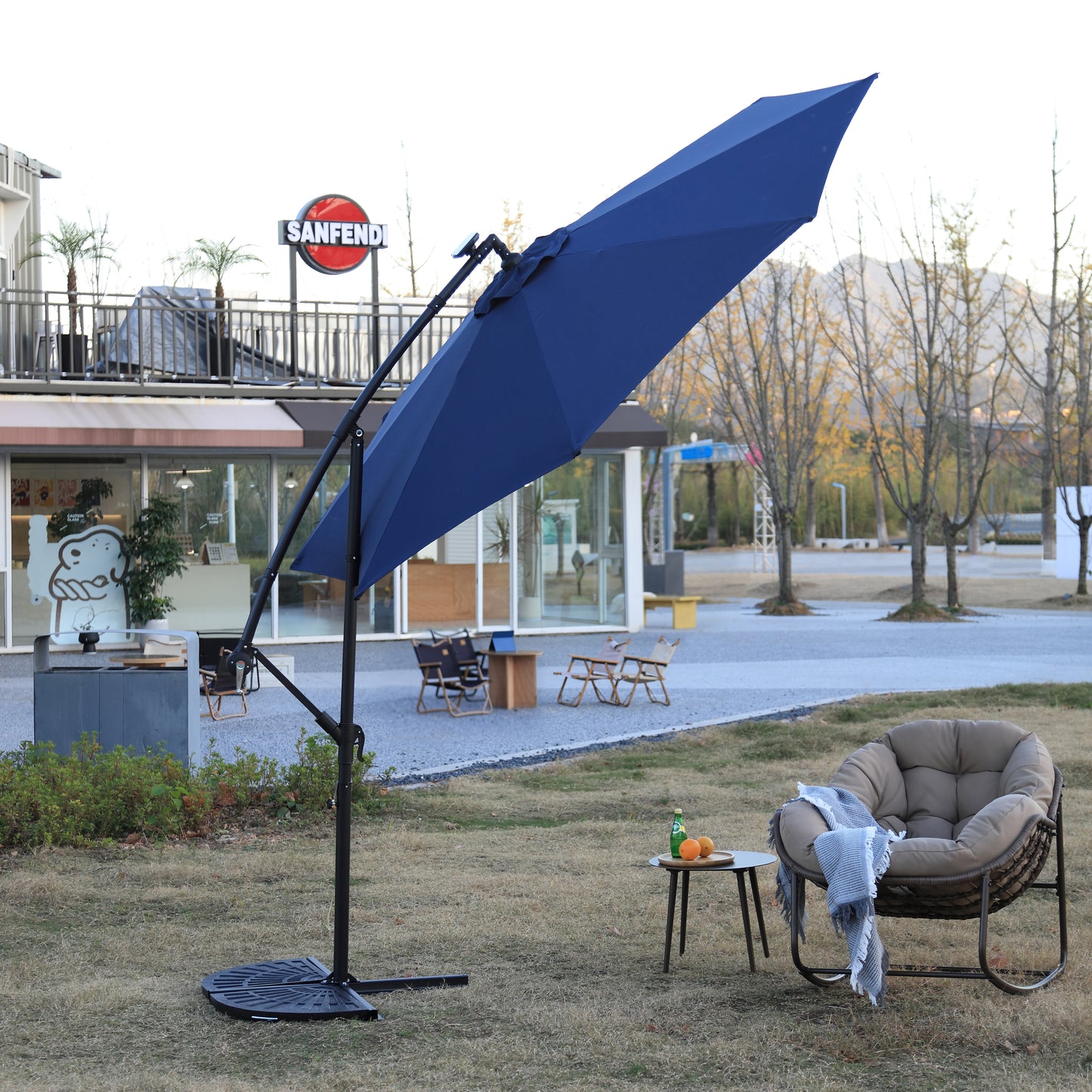 10FT Solar LED Hanging Patio Umbrella