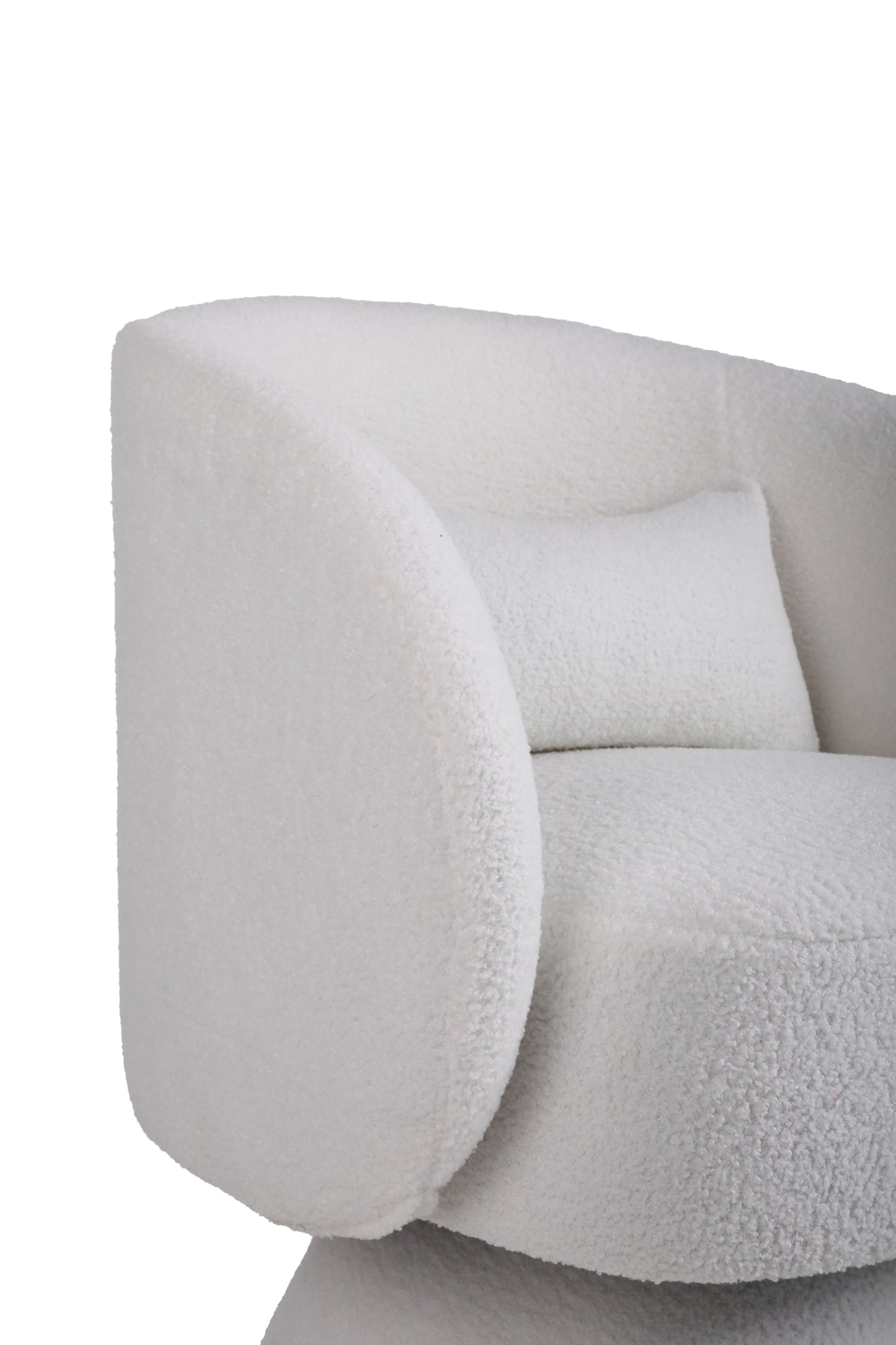 Swivel Accent Chair with a round barrel design for living rooms and bedrooms - White