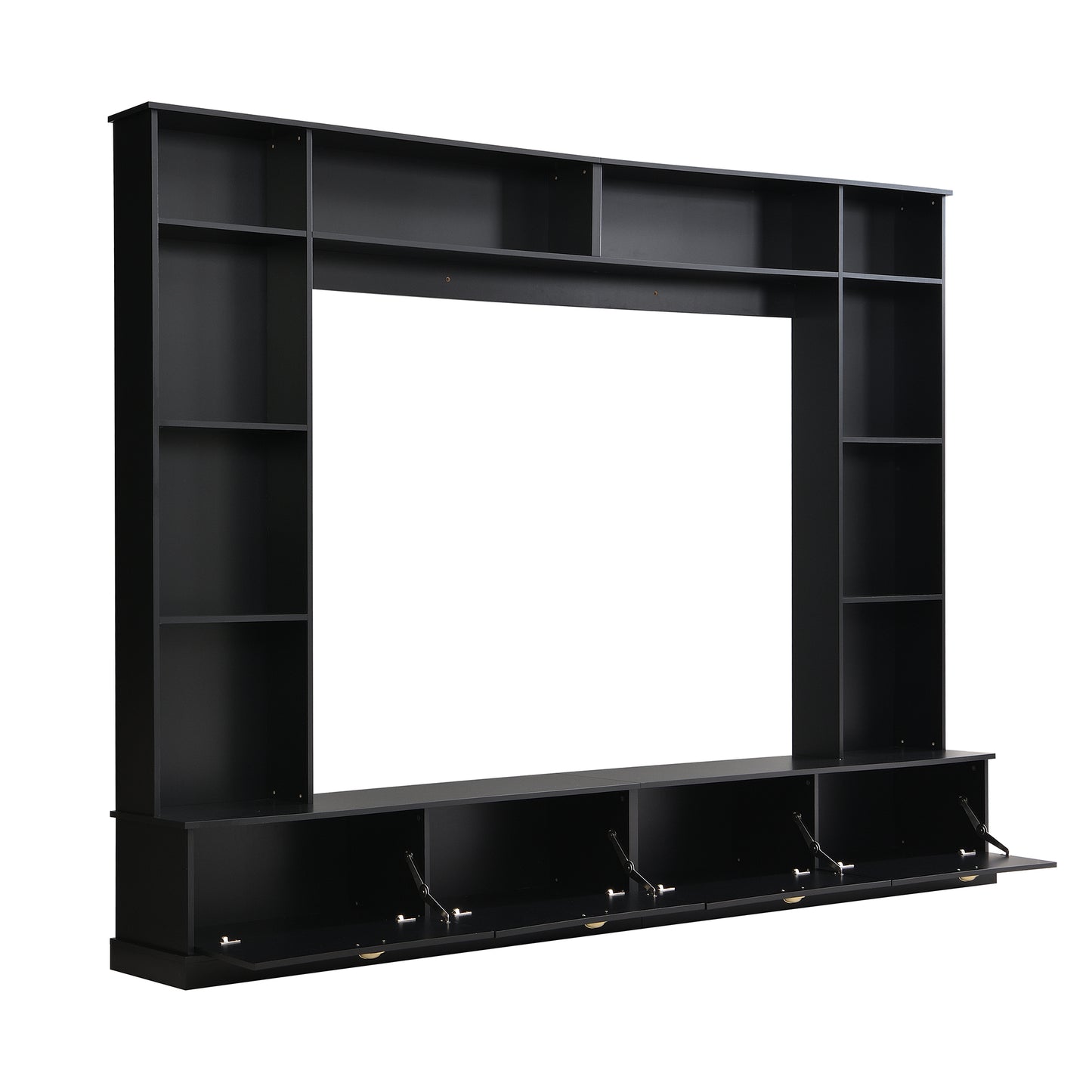 ON-TREND Large Wall Unit Entertainment Center, Black