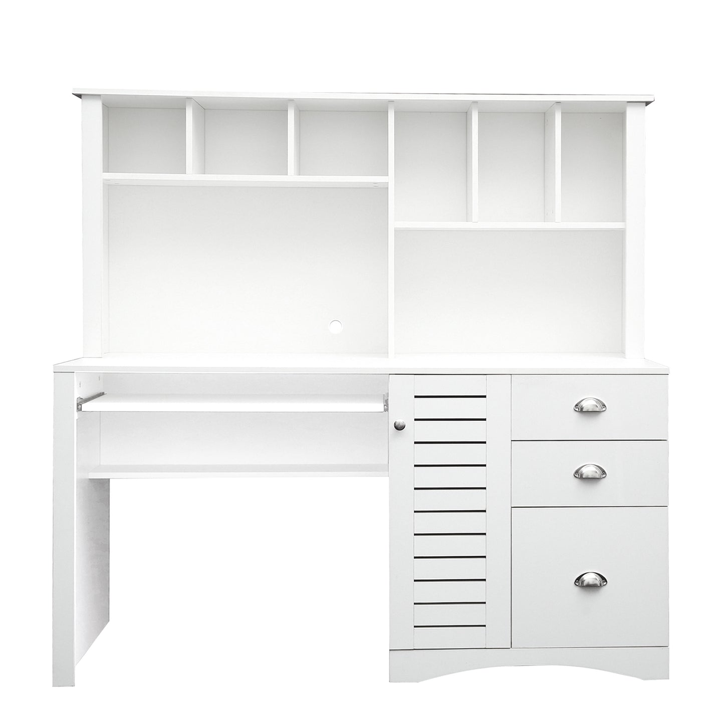 Home Office Computer Desk with Hutch, Antiqued White finish