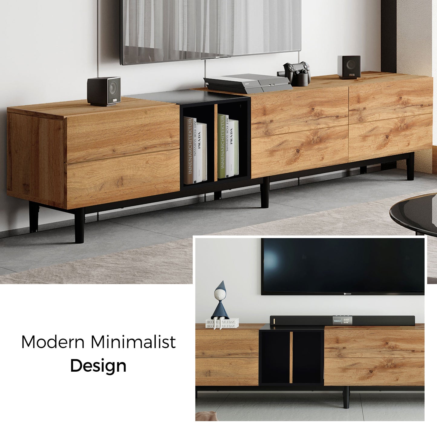 Modern TV stand with large storage