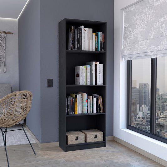 4-Shelf Modern Bookcase for Home & Office, Black