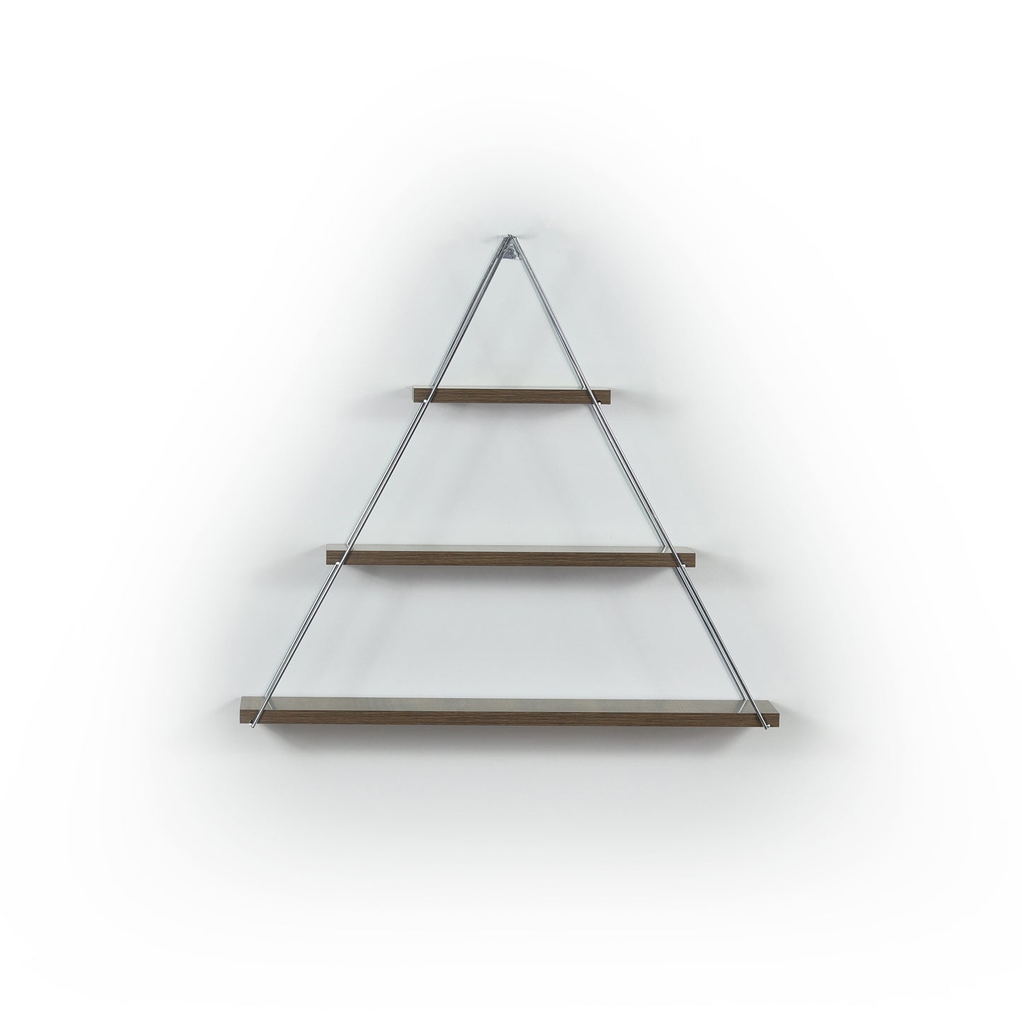 Moset Floating Wall Mounted Triangle Shelf, Walnut/Chrome