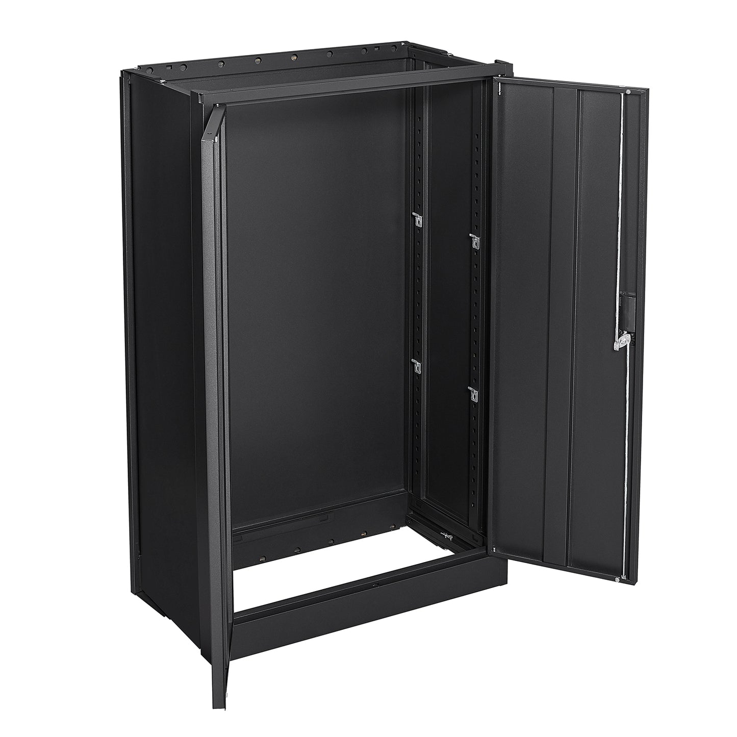 Metal storage cabinet with locking doors