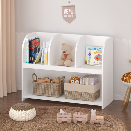 Kids Bookcase with 4 Compartments & Toy Organizer