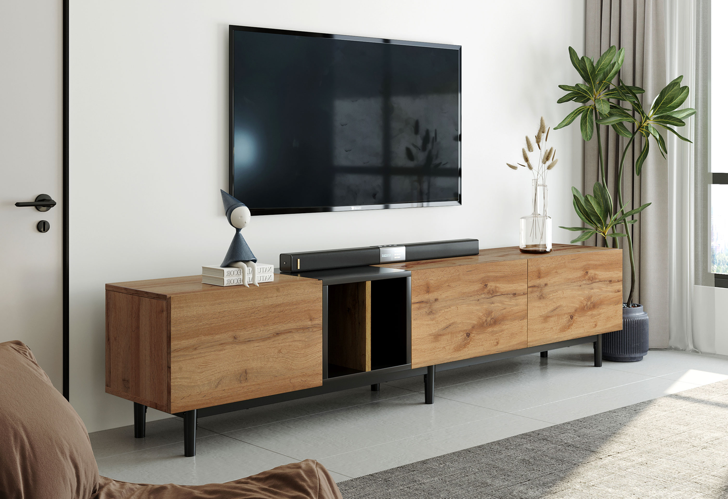 Modern TV stand with large storage