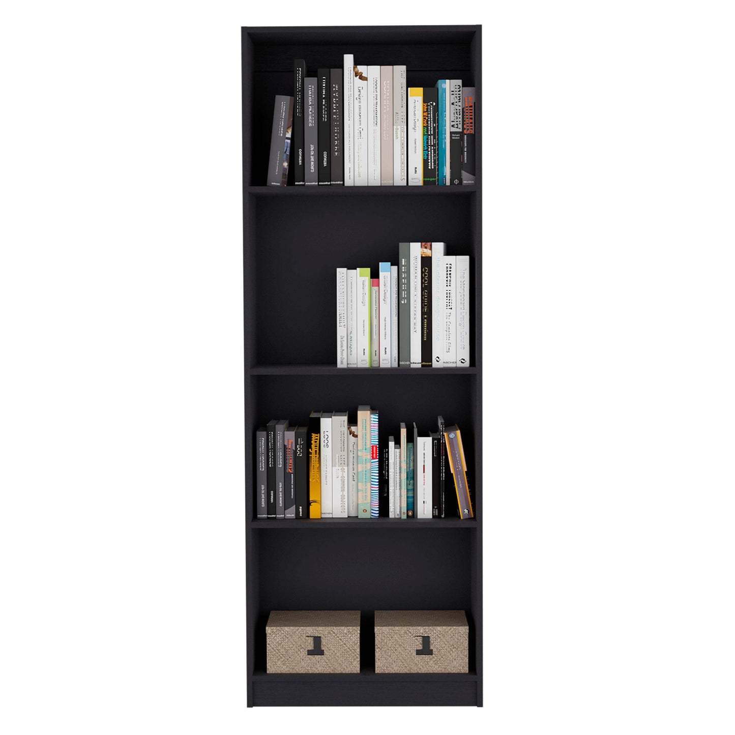 4-Shelf Modern Bookcase for Home & Office, Black