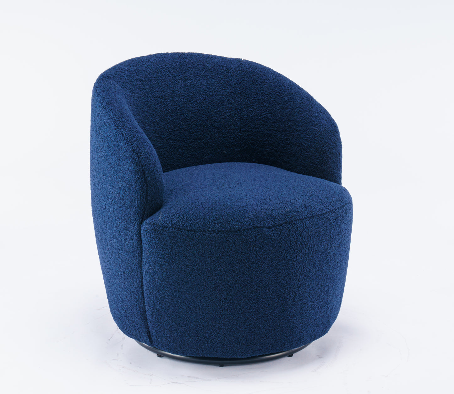 Accent Swivel Armchair with a black metal ring - Dark Blue