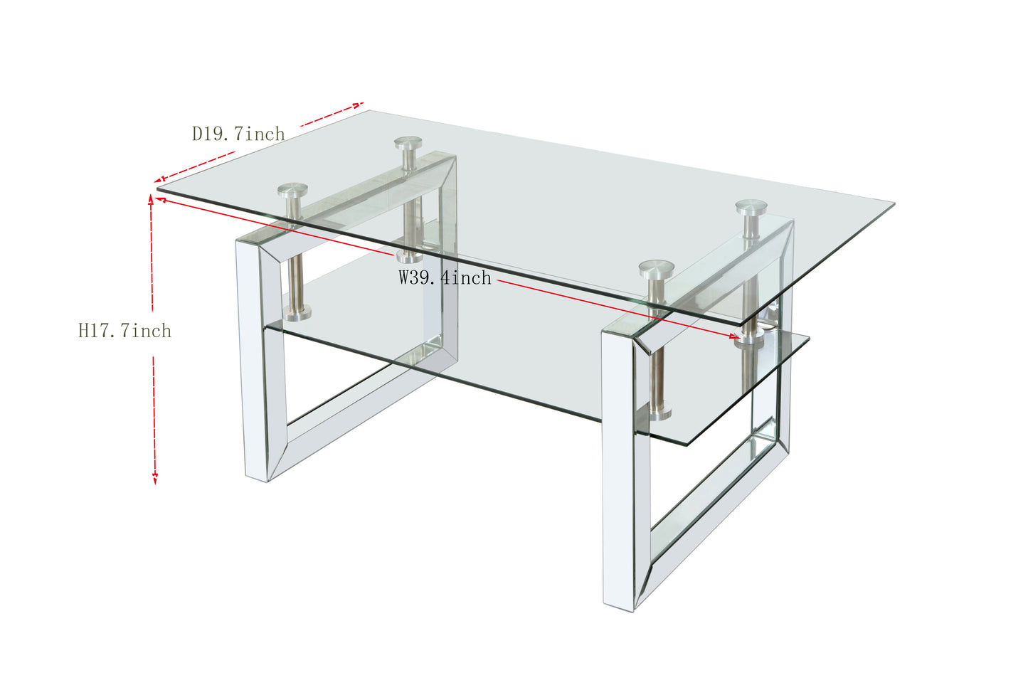 39.4" Transparent Glass Coffee Table