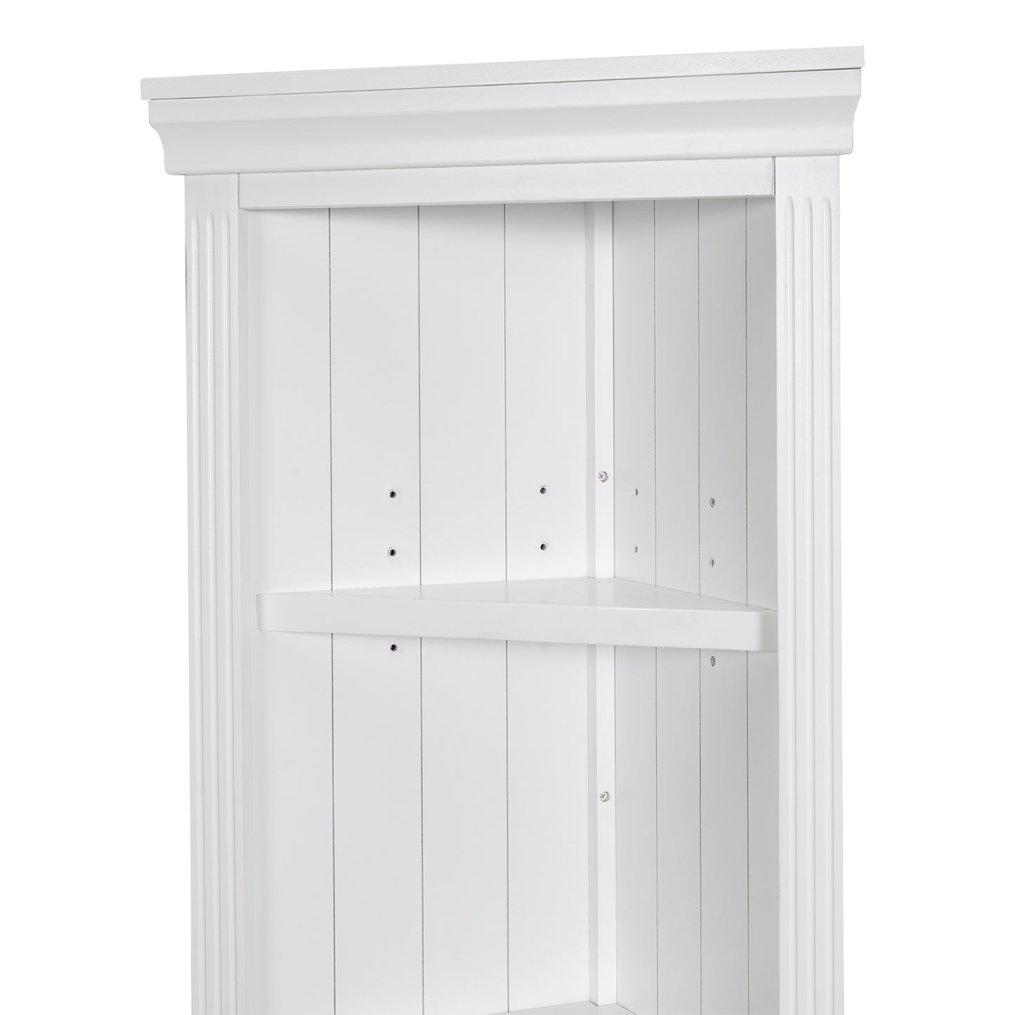 Wood Bookcase with Adjustable 5-Tier Shelves - White