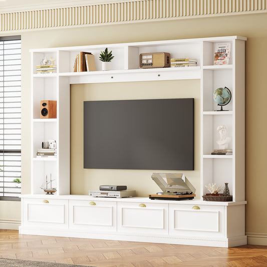 ON-TREND Large Wall Unit Entertainment Center, White