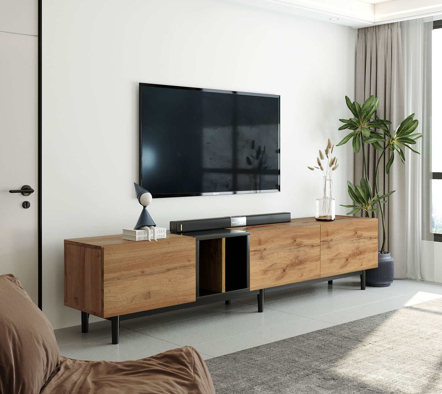 Modern TV stand with large storage