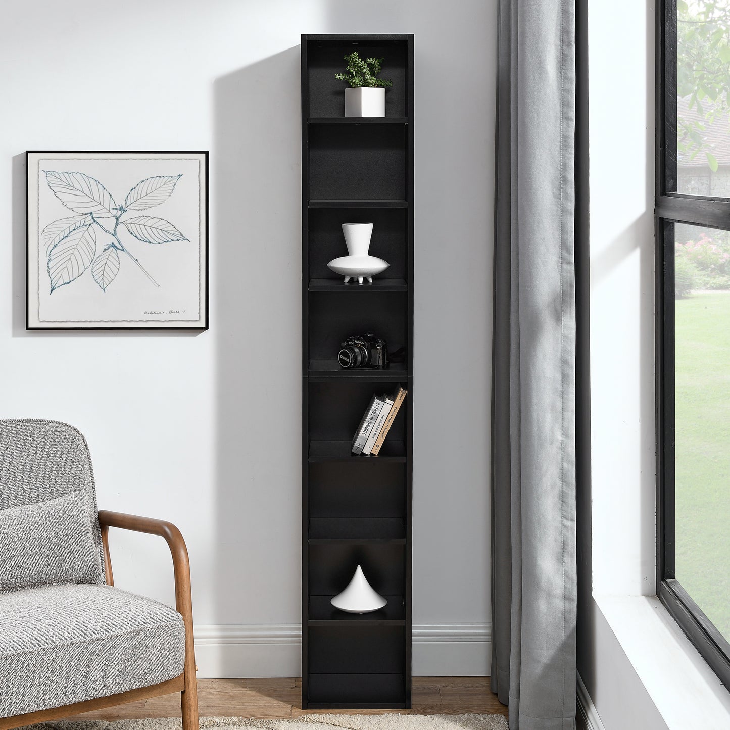 8-tier media tower with adjustable shelves