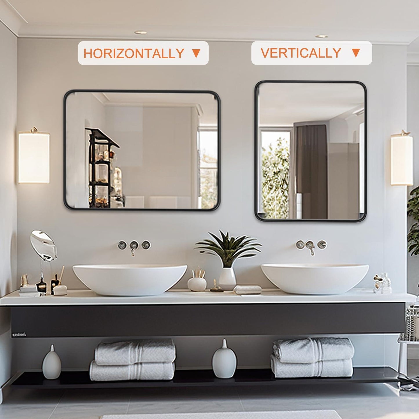 Black Bathroom Vanity Mirror for Wall