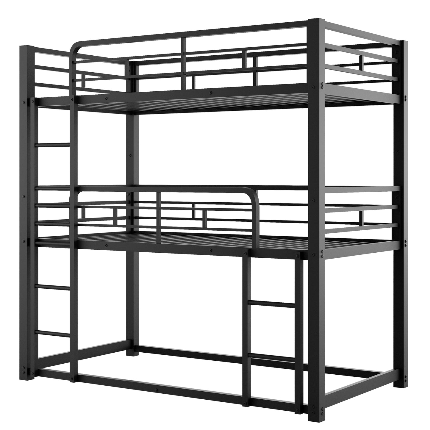 Metal Twin Size Triple Bunk Bed, Black