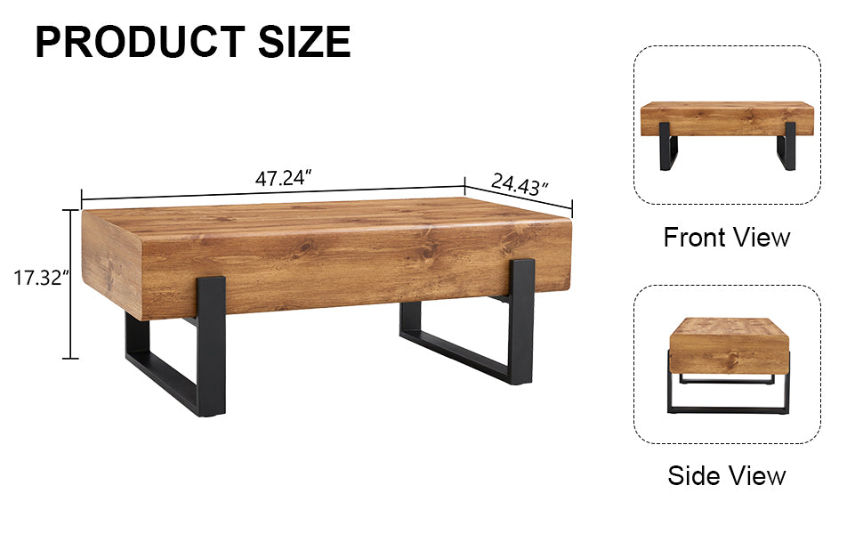 Rustic MDF Coffee Table with Metal Legs