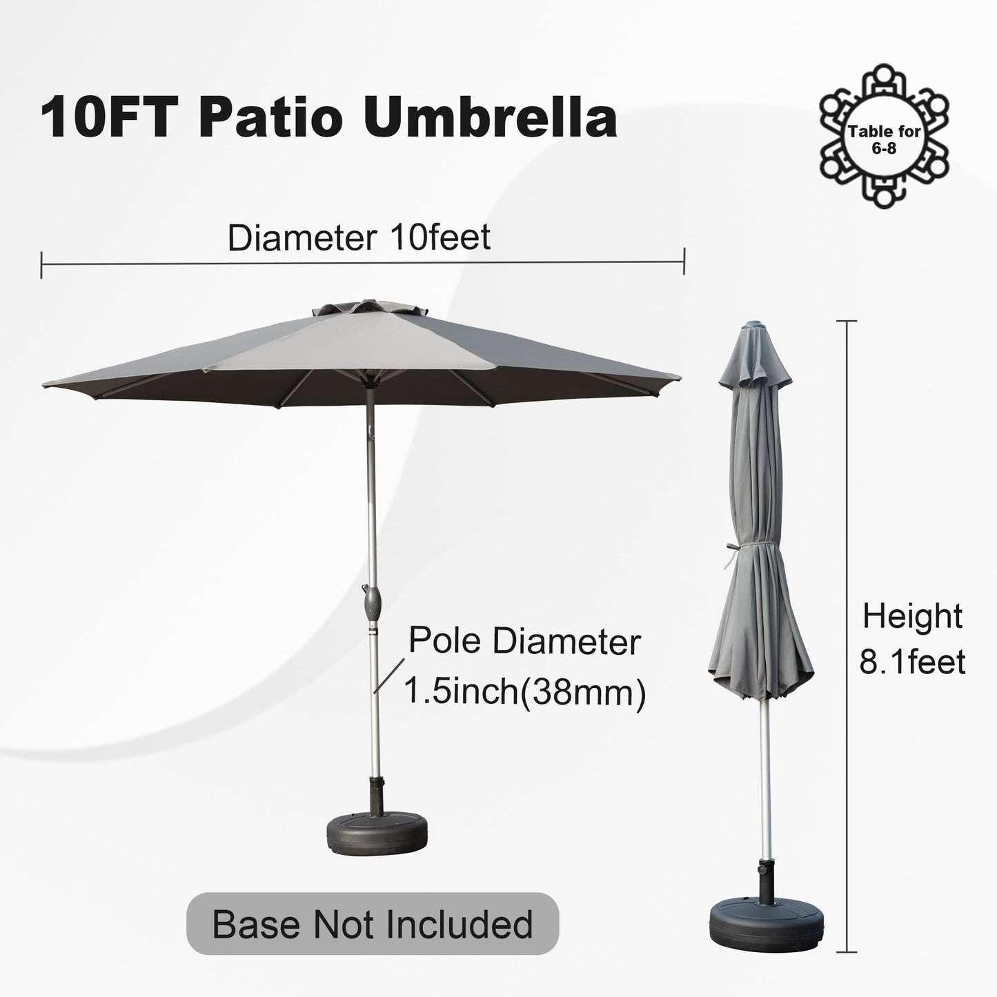 10FT Patio Umbrella with Tilt & Crank