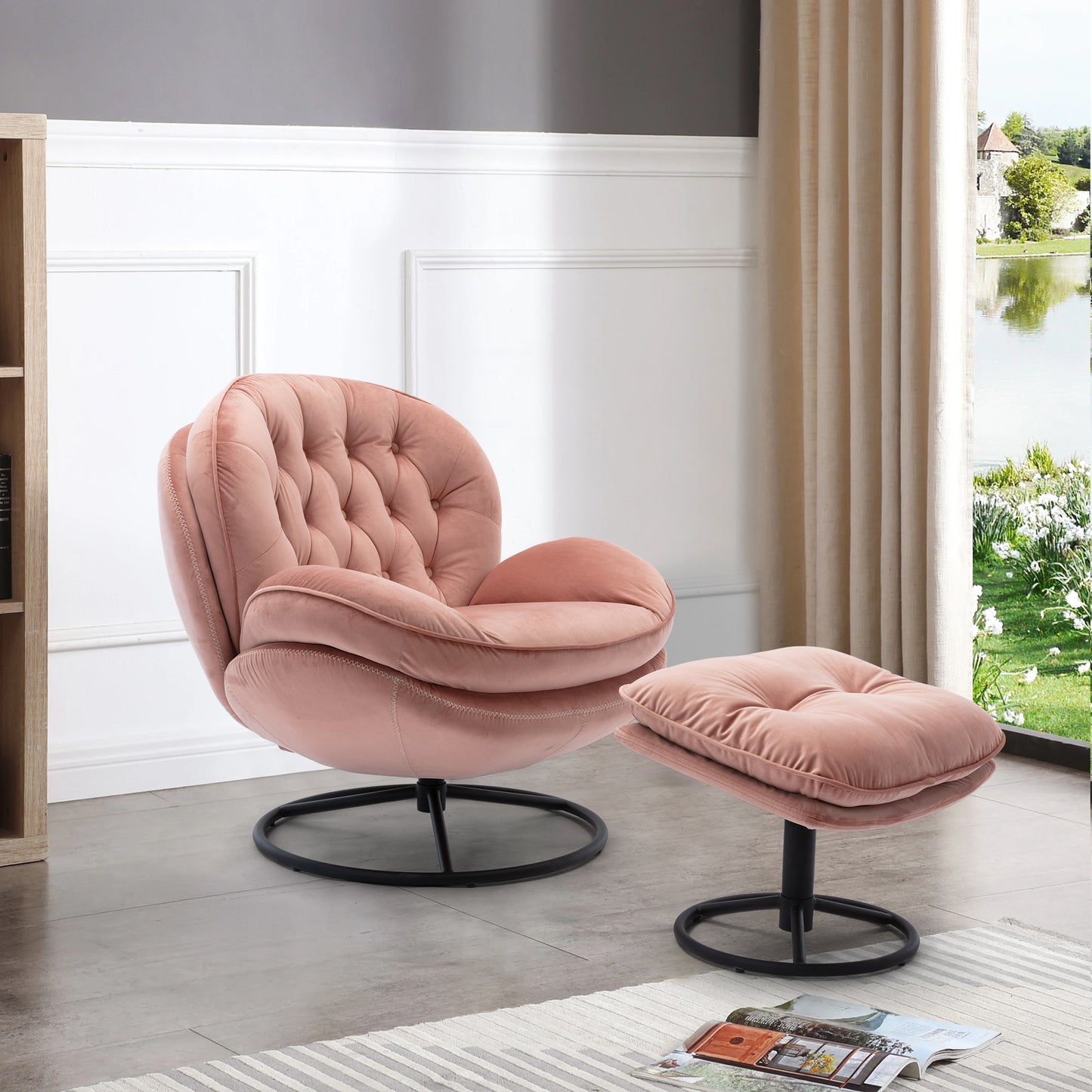 Accent chair with Ottoman - Pink