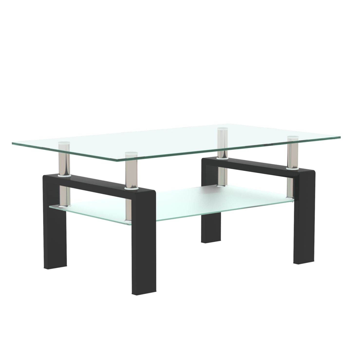 Rectangle Black Glass Coffee Table, Modern Design