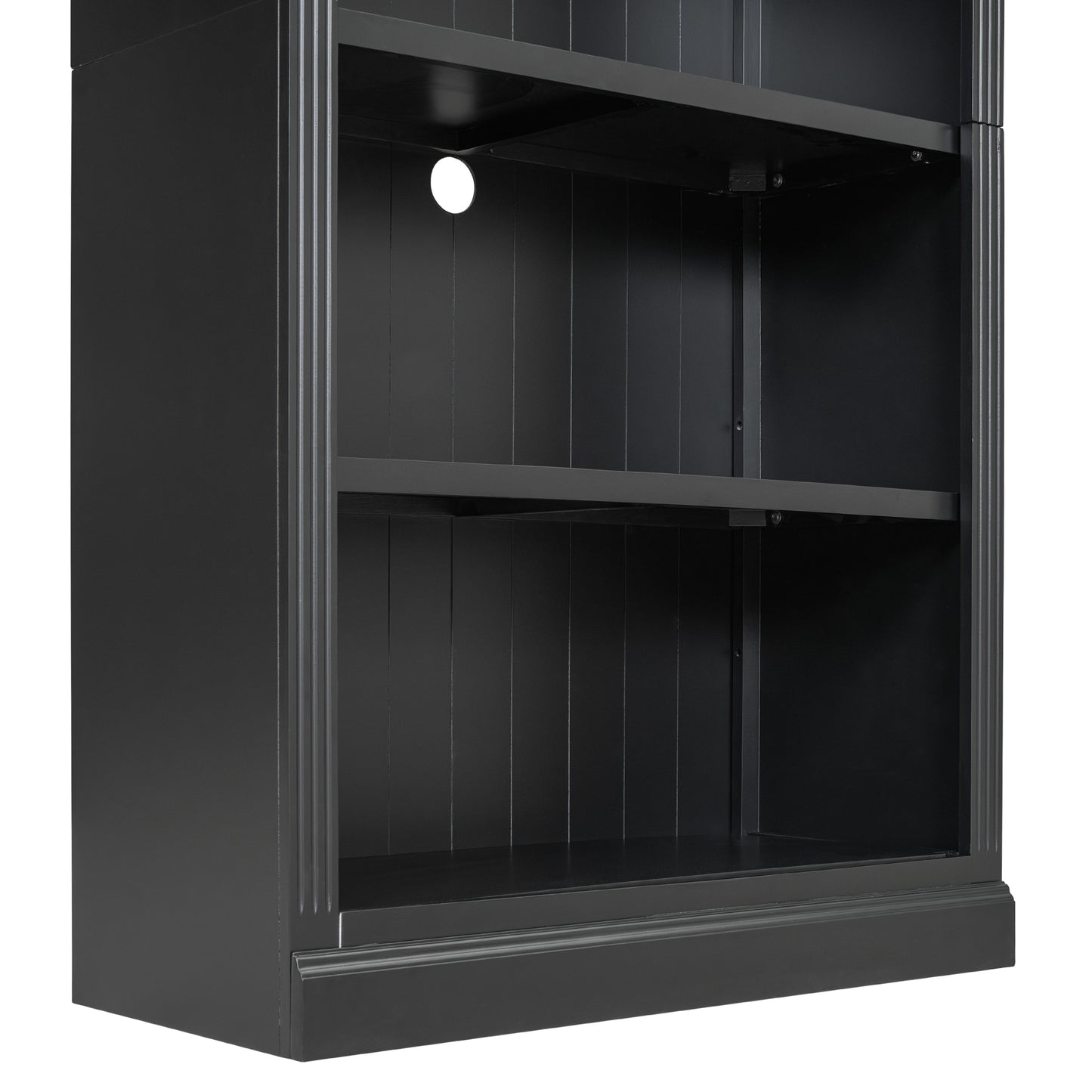 Wood Bookcase with Adjustable 5-Tier Shelves - Black