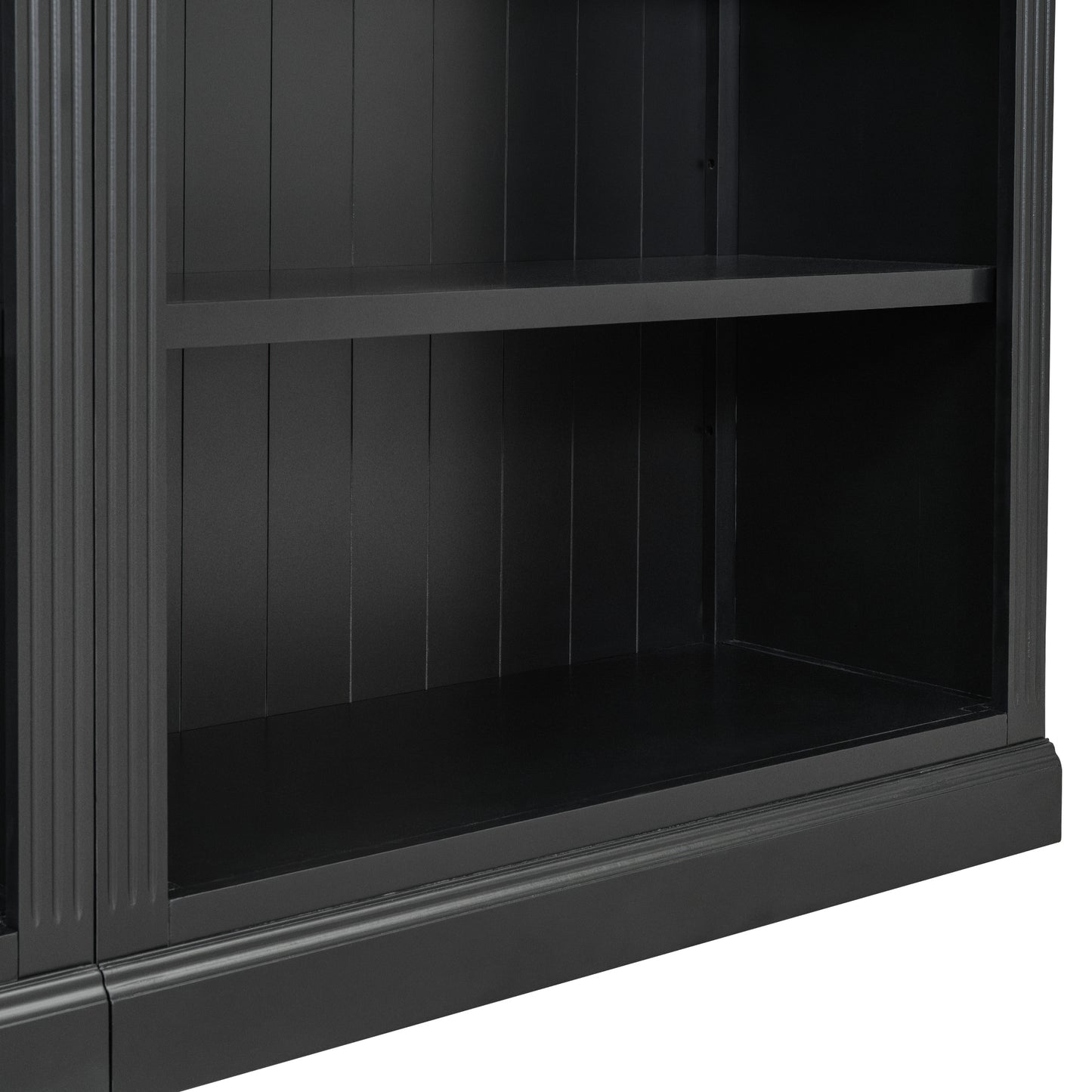 Wood Bookcase with Adjustable 5-Tier Shelves - Black