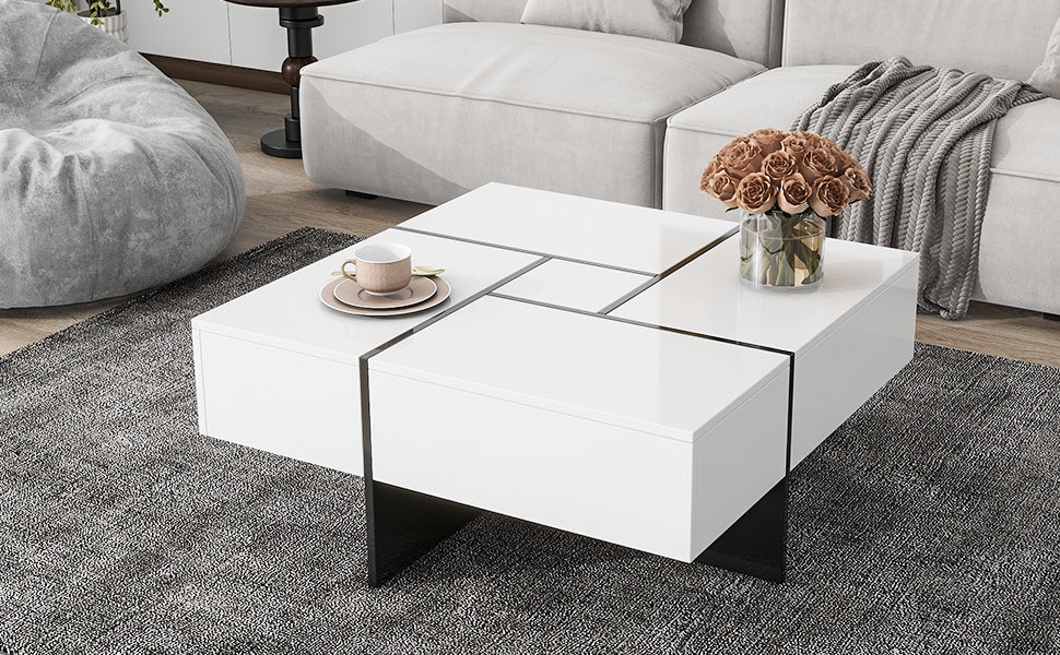 ON-TREND Square Coffee Table with Hidden Storage