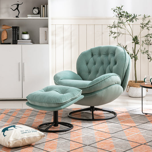 Accent chair with Ottoman - Teal