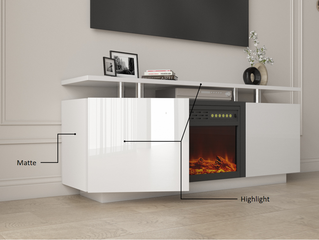 High Gloss TV Cabinet with Fireplace