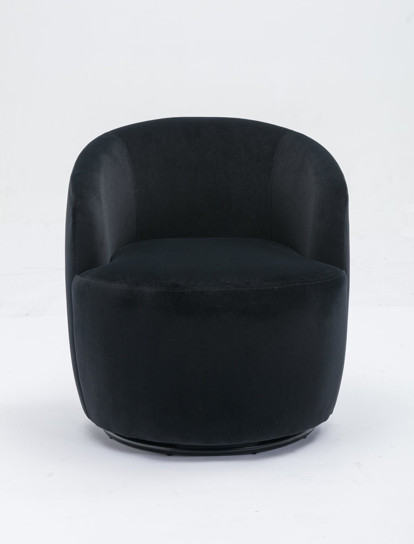 Accent Swivel Armchair with a black metal ring - Black