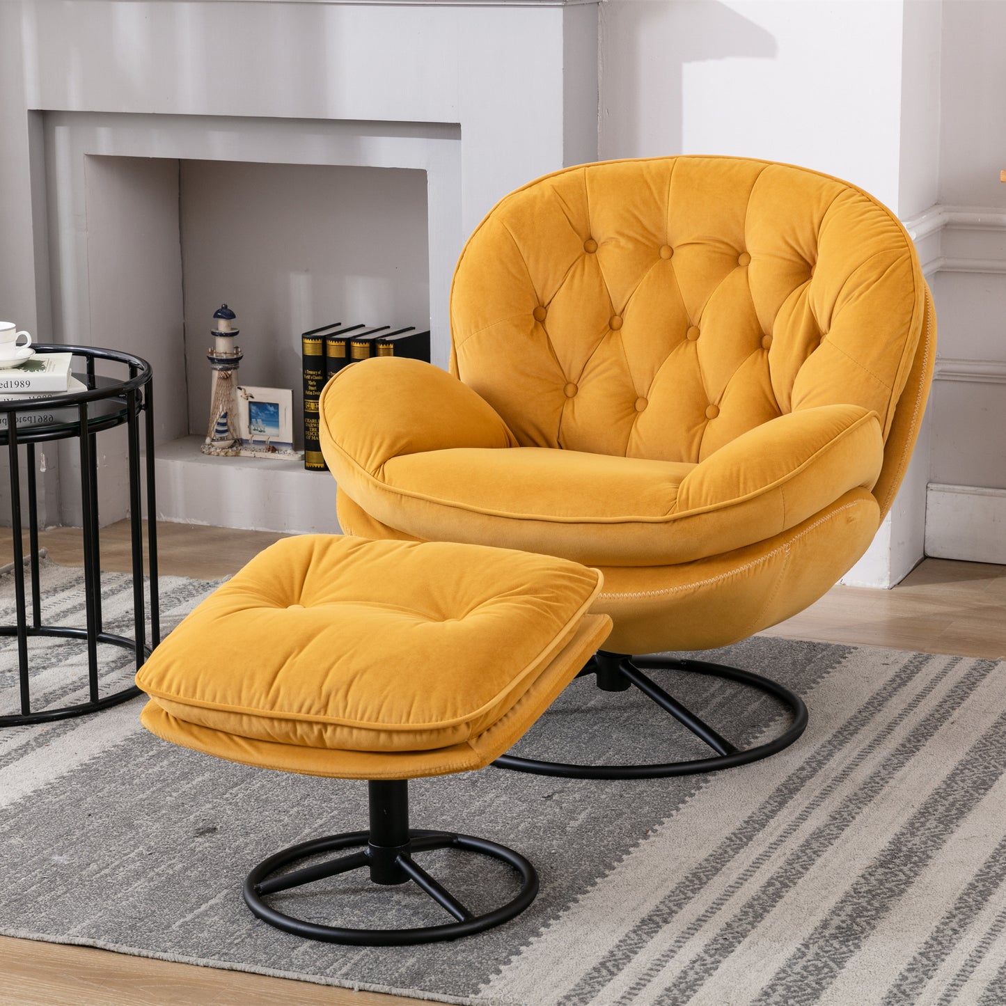 Accent chair with Ottoman - Yellow