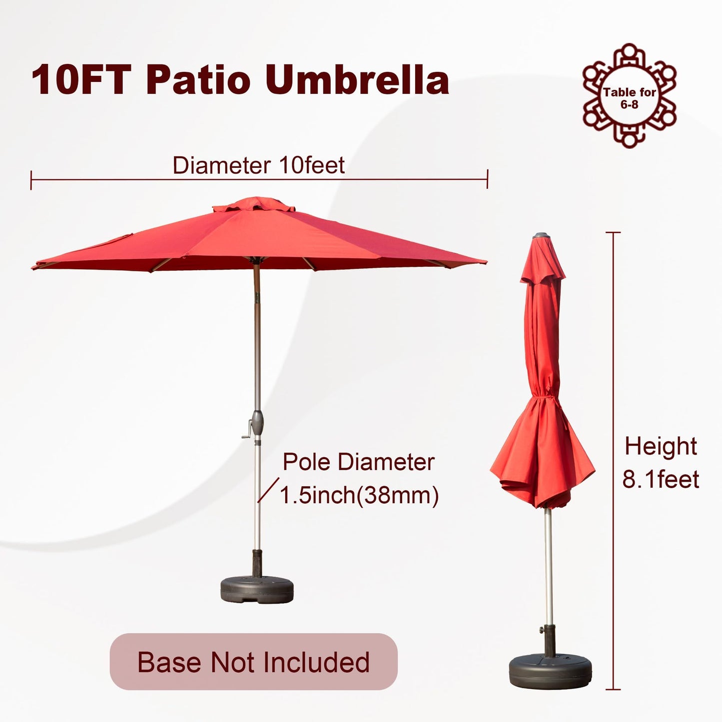 10FT Patio Umbrella with Tilt & Crank