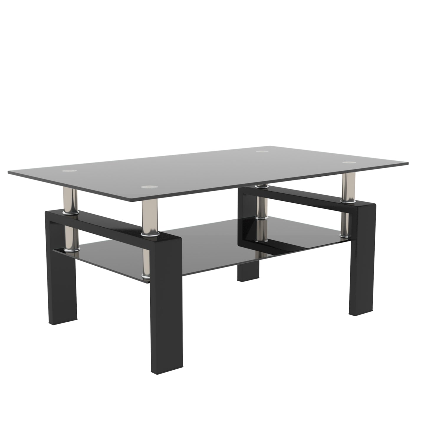 Rectangle Black Glass Coffee Table, Modern Design