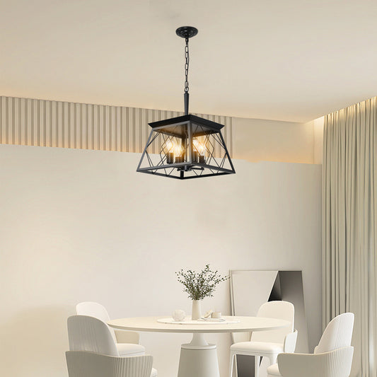 4-Light Black Farmhouse Chandelier for Dining Room