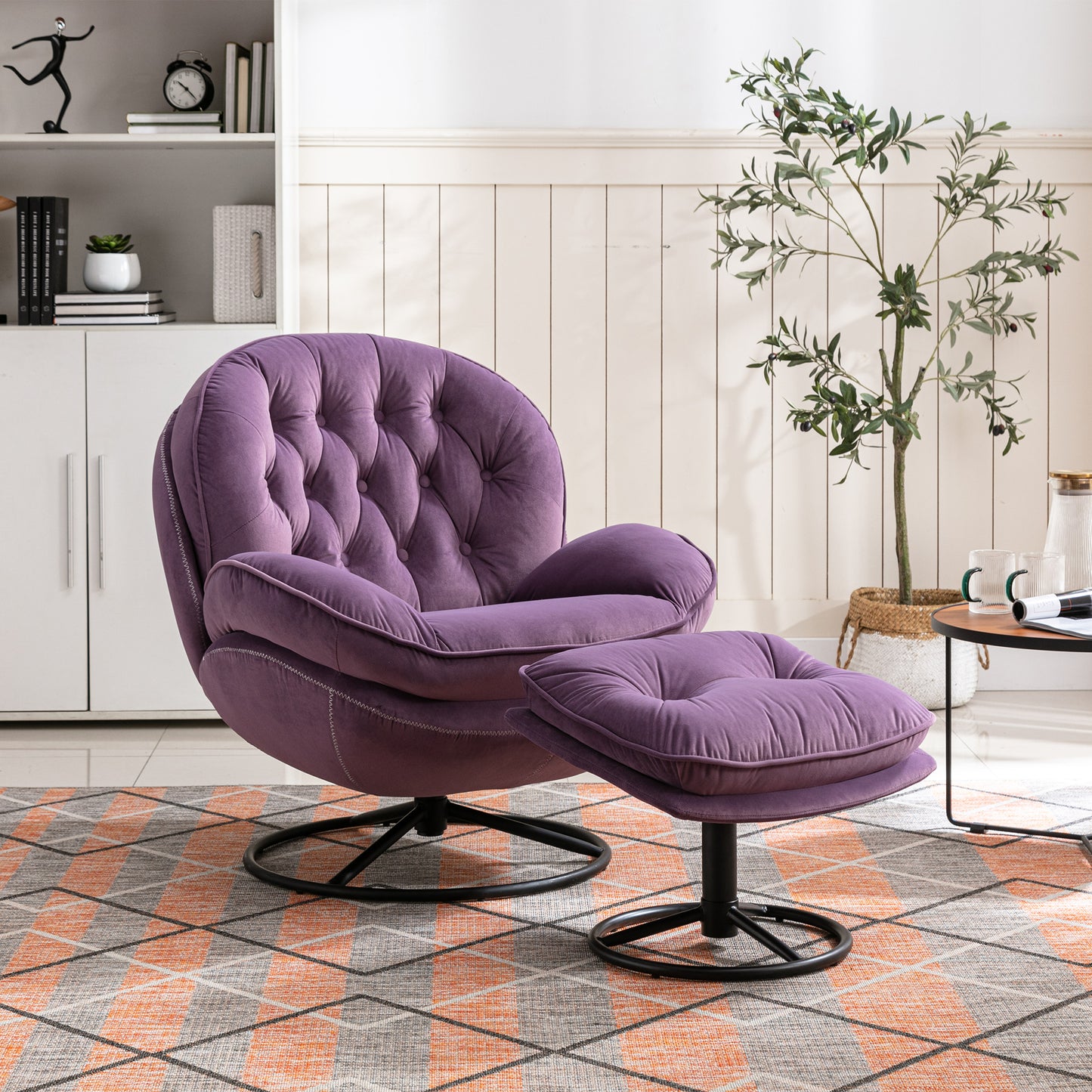 Accent chair with Ottoman - Purple