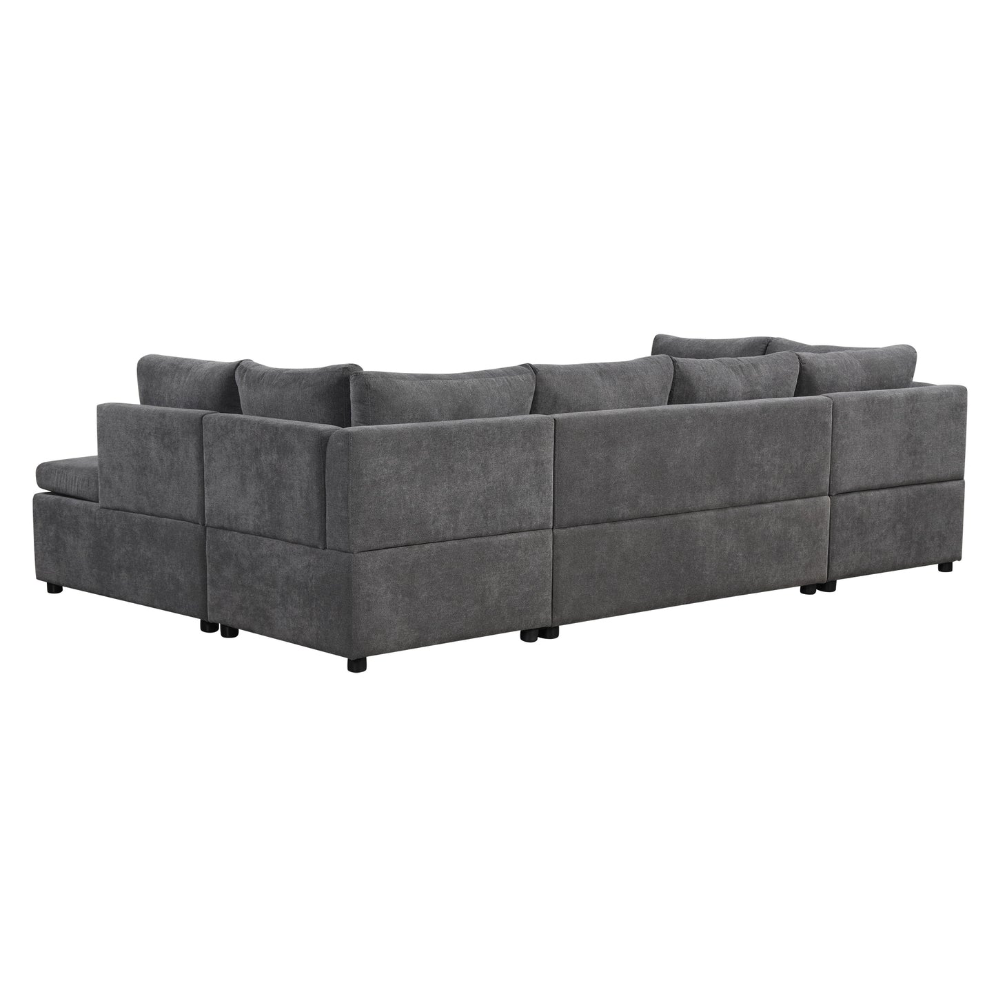 117.3 U-Shaped Sofa Bed with Pillows, Gray