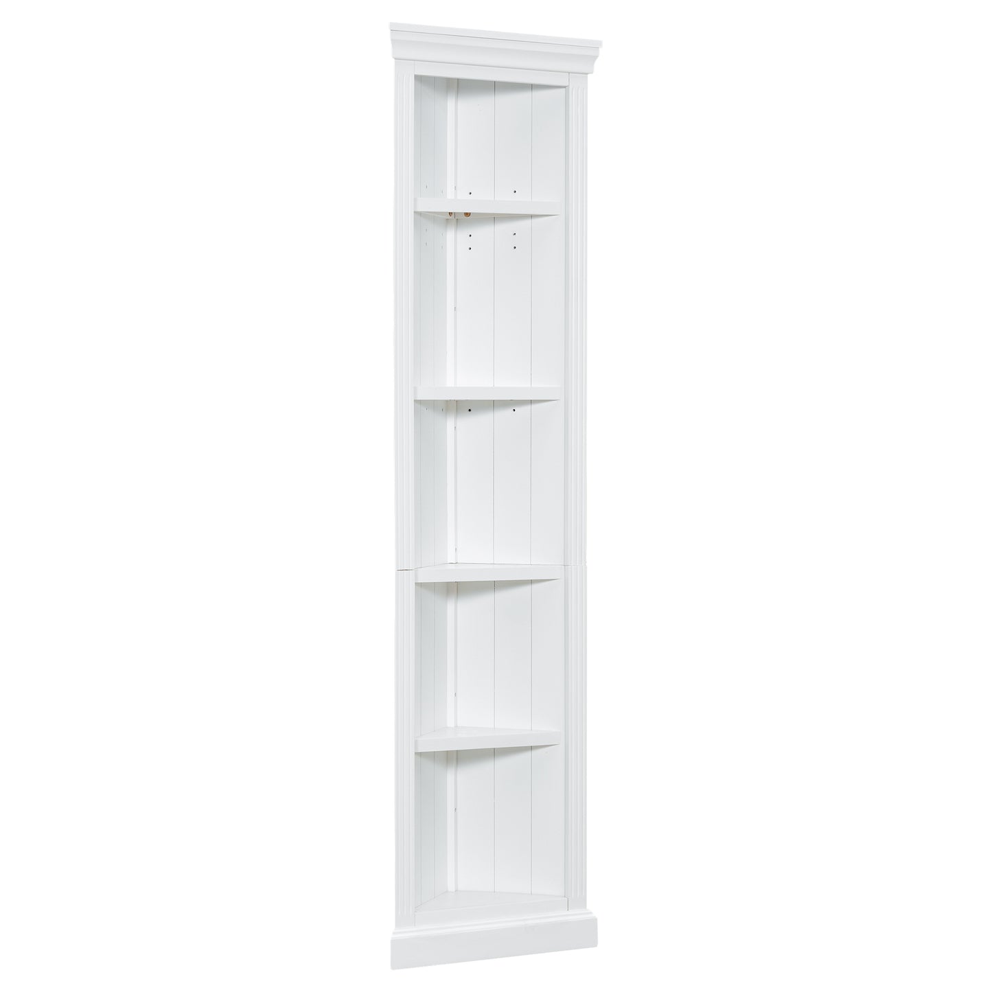 Wood Bookcase with Adjustable 5-Tier Shelves - White